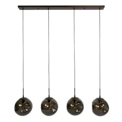 Solaro 4-lichts Hanglamp Bruin glas