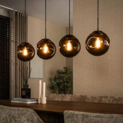 Solaro 4-lichts Hanglamp Bruin glas