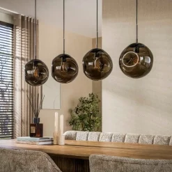 Solaro 4-lichts Hanglamp Bruin glas