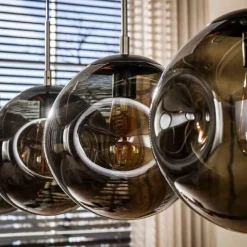 Solaro 4-lichts Hanglamp Bruin glas