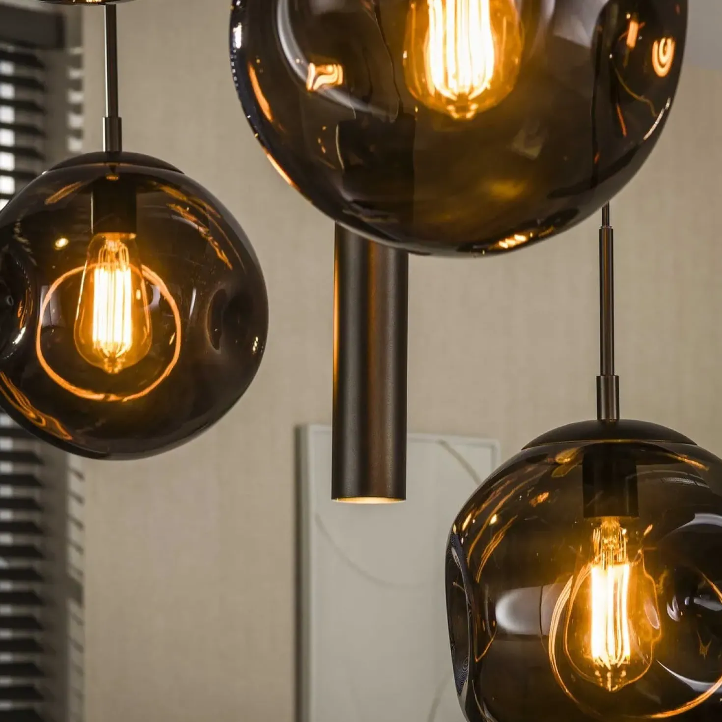 Solaro 9-lichts Hanglamp Bruin glas