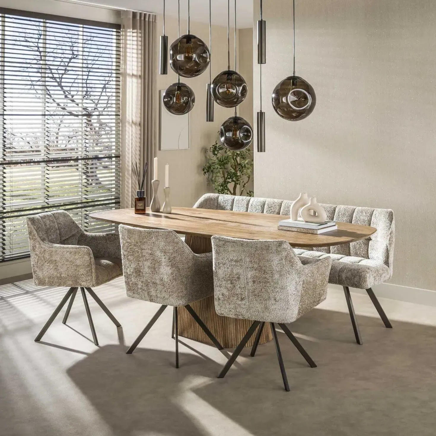 Solaro 9-lichts Hanglamp Bruin glas