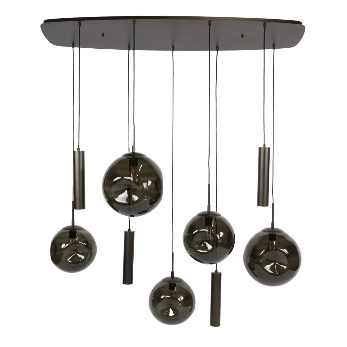 Solaro 9-lichts Hanglamp Bruin glas