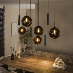 Solaro 9-lichts Hanglamp Bruin glas