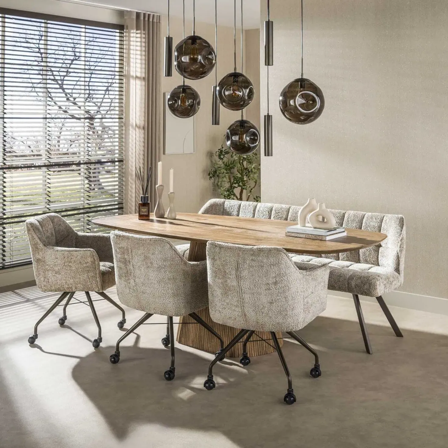 Solaro 9-lichts Hanglamp Bruin glas