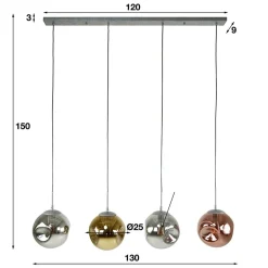 Solaro 4-lichts Hanglamp industrieel