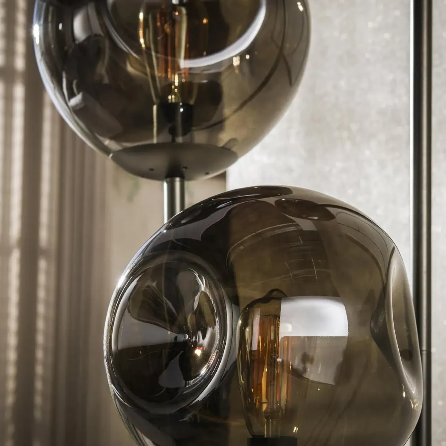 Solaro 3-lichts Vloerlamp Getrapt Bruin glas