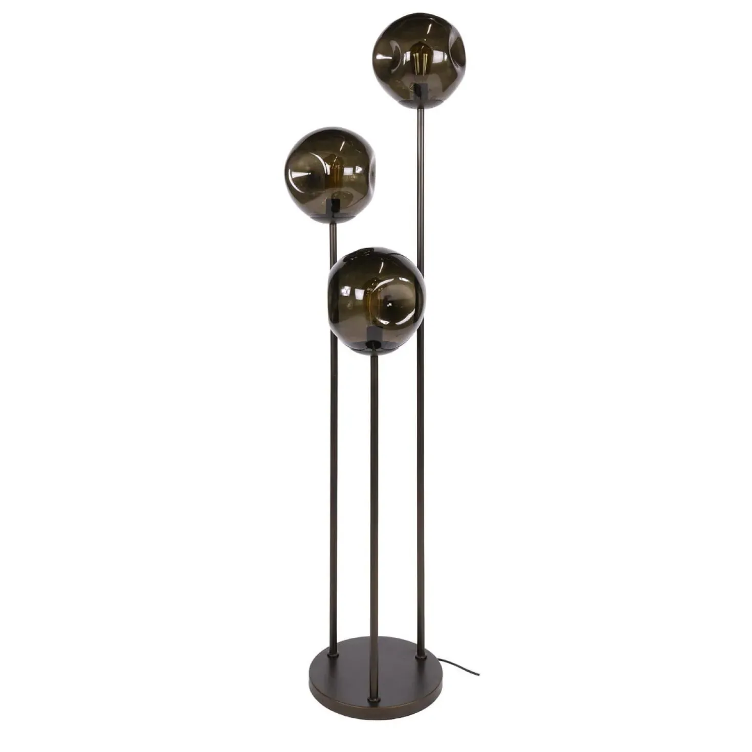 Solaro 3-lichts Vloerlamp Getrapt Bruin glas
