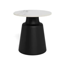 Solvani Salontafel hoog Rond Keramiek Zwart-Wit 45cm