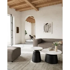 Solvani Salontafel hoog Rond Keramiek Zwart-Wit 45cm
