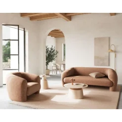 Solvani Salontafel laag Rond Keramiek Lichtbeige 70cm