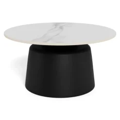 Solvani Salontafel laag Rond Keramiek Zwart-Wit 70cm