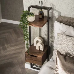 Sonic Nachtkastje hoog met plankje Acaciahout bruin 30cm