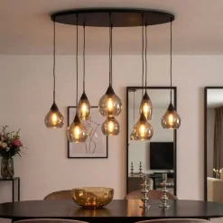Spix Hanglamp 8-lichts ovaal smoke glas