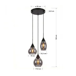 Spix Hanglamp 3-lichts smoke glas