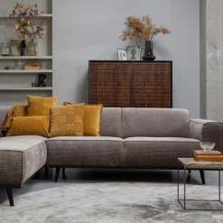 Statement Hoekbank Links Ribstof Taupe