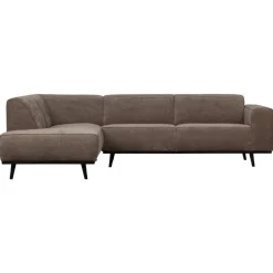 Statement Hoekbank Links Ribstof Taupe