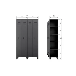 Stijn Lockerkast 2-Deurs Zwart 103cm
