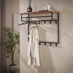 Stockton Kapstok hoog met stang 12 haken Bruin 100cm