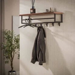 Stockton Kapstok met stang 6 haken Bruin 100cm