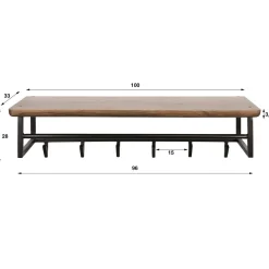 Stockton Kapstok met stang 6 haken Bruin 100cm