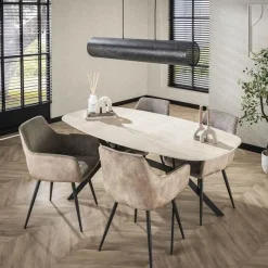 Strato Eetkamertafel deens ovaal Travertin 180cm