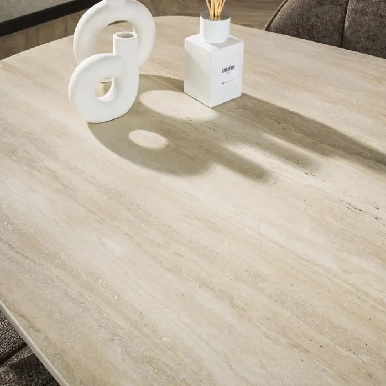 Strato Eettafel deens ovaal Keramiek Travertin 215cm