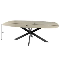 Strato Eettafel deens ovaal spinpoot Keramiek Travertin 180cm