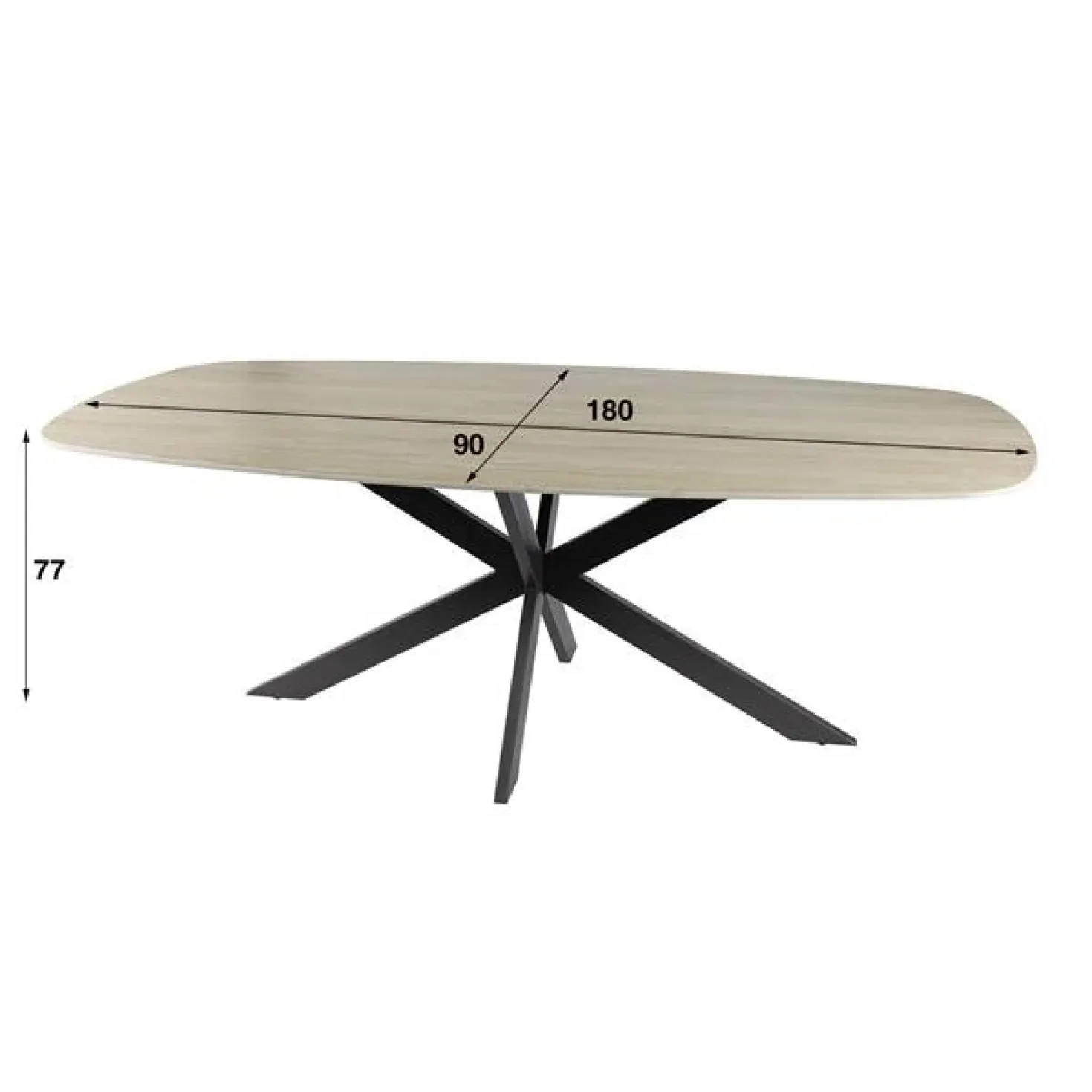 Strato Eettafel deens ovaal spinpoot Keramiek Travertin 180cm