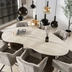 Strato Eettafel niervormig Travertine 215cm