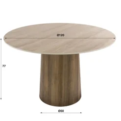 Strato Eettafel Rond keramiek Travertin 120cm