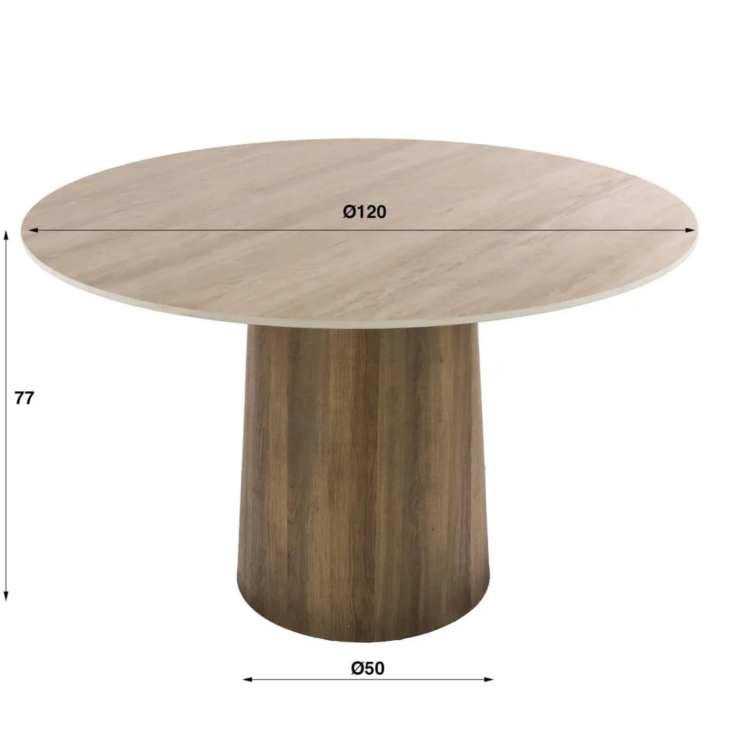 Strato Eettafel Rond keramiek Travertin 120cm