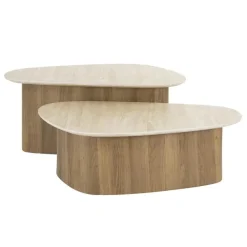 Strato Salontafel set van 2 driehoekig Keramiek travertin