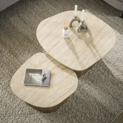 Strato Salontafel set van 2 Keramiek Travertin