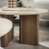Strato Salontafel set van 2 rond smalle poten Keramiek travertin