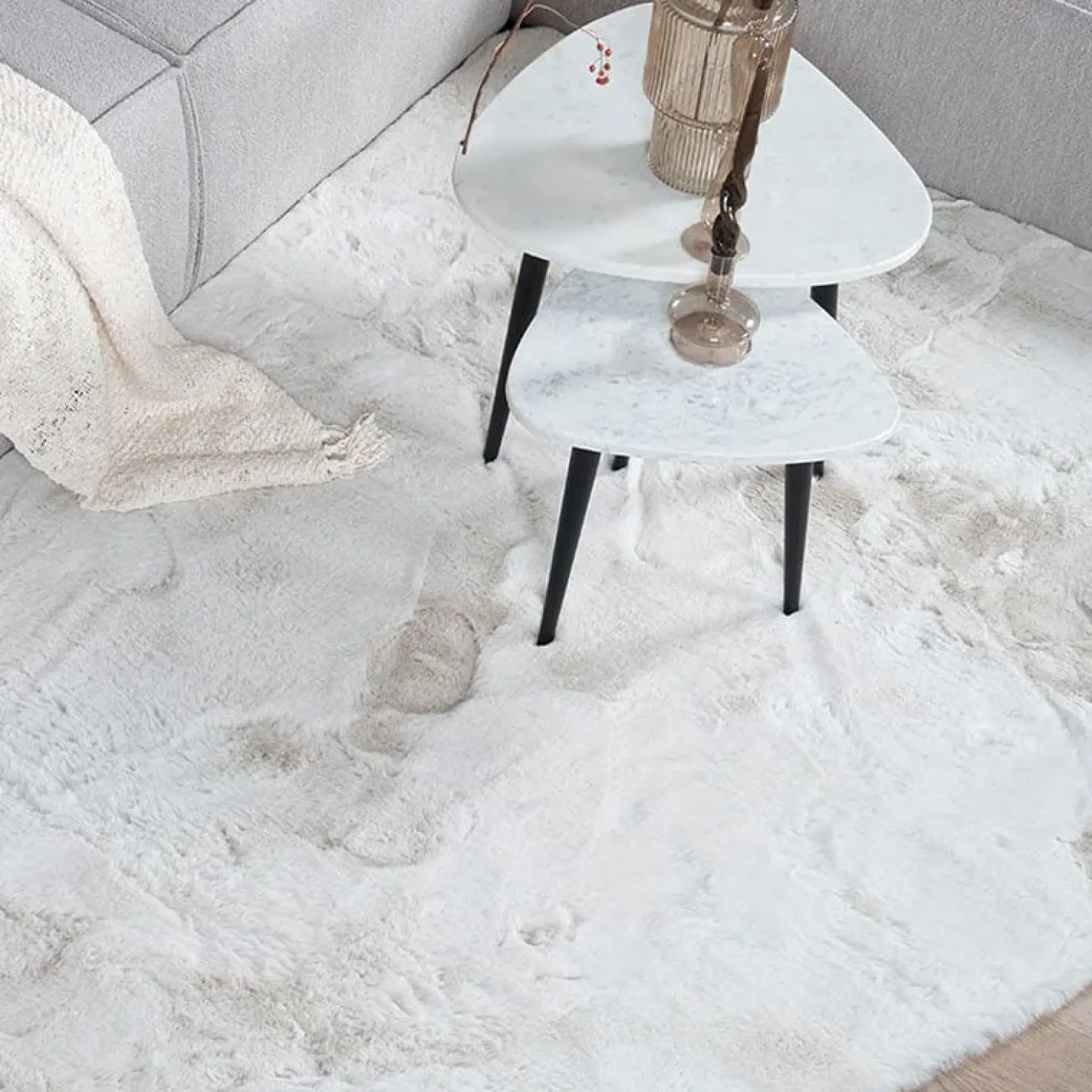 Suave vloerkleed rond ivoor 160cm x 160cm