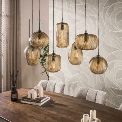 Sully 7-lichts Hanglamp Smoke bruin glas
