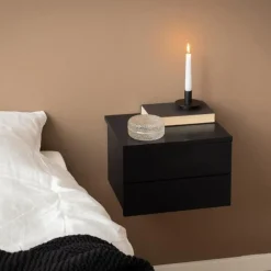 Svea zwevend Nachtkastje 2 lade Zwart 37cm
