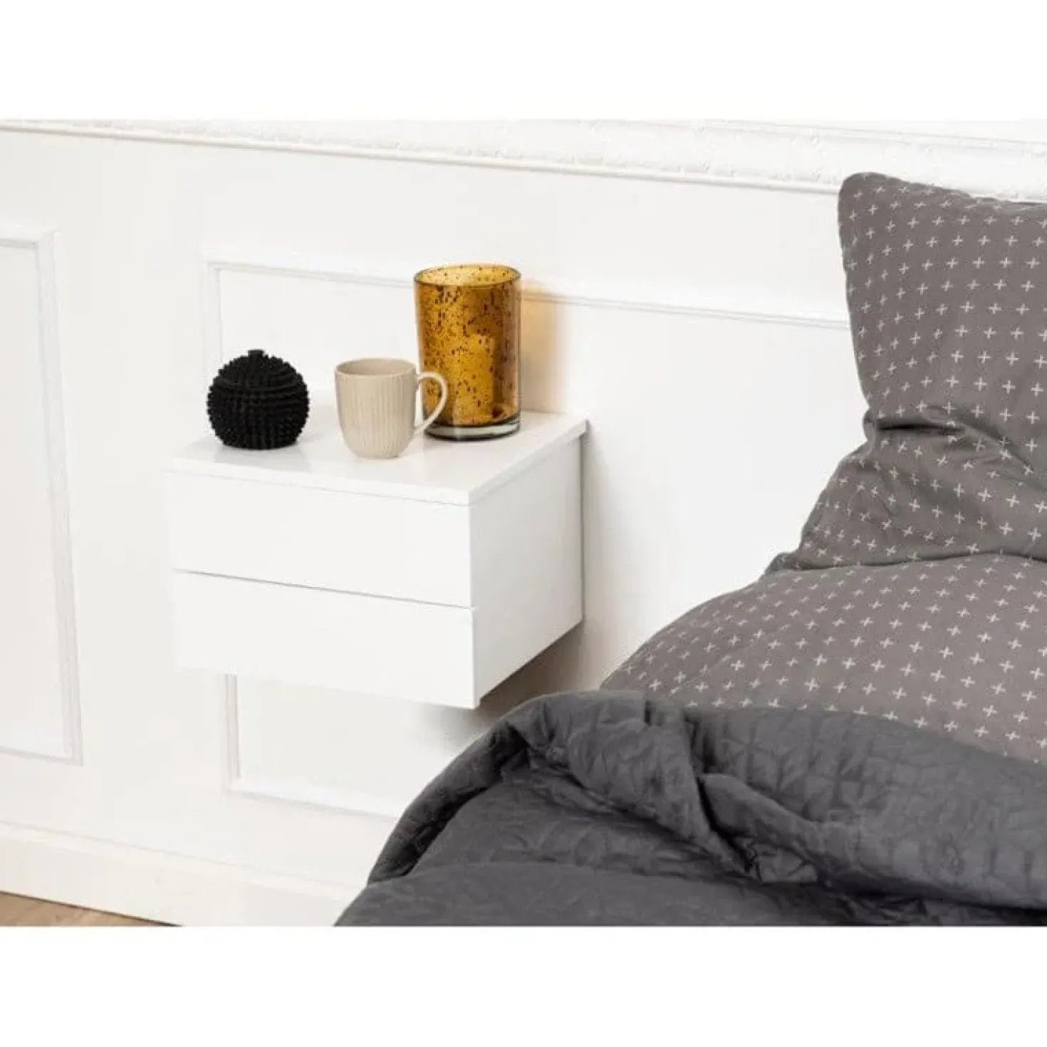 Svea zwevend Nachtkastje Wit 2 lade 37cm