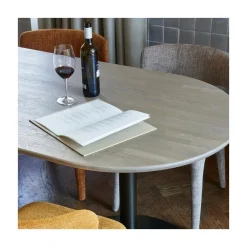 Tablo Eettafel ovaal VL Eikenhout pebble grey/zwart 220cm