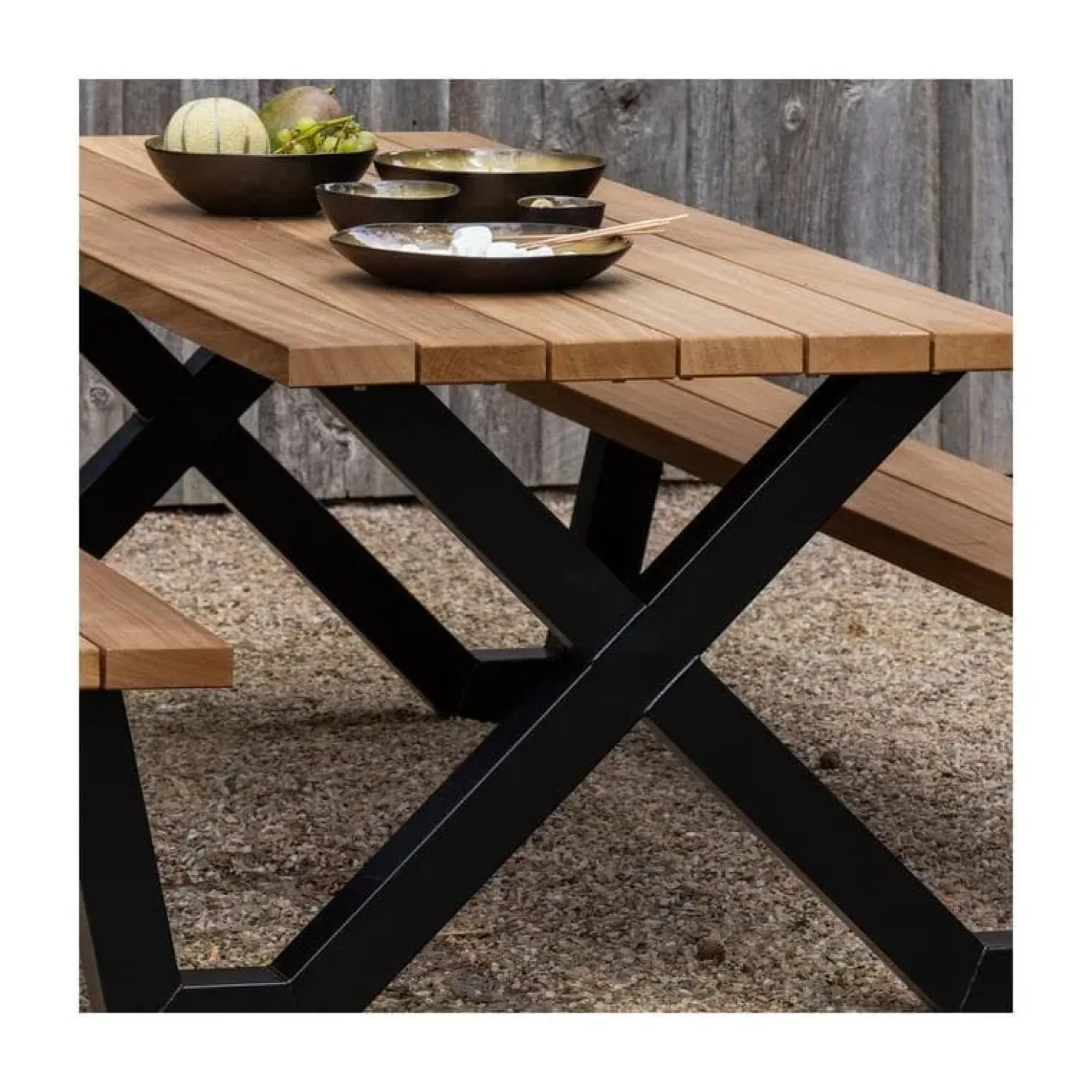 Tablo Picknicktafel Ayoushout met zwarte poot
