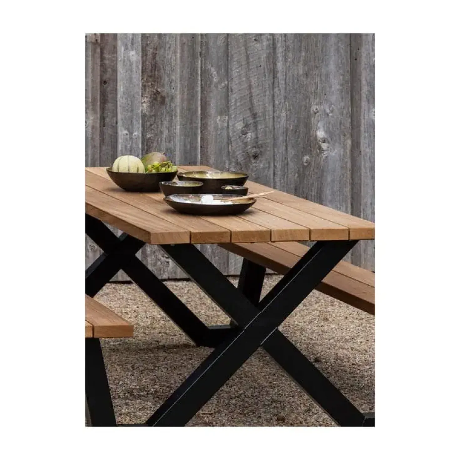 Tablo Picknicktafel Ayoushout met zwarte poot