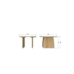 Tablo Salontafel organisch Eikenhout cashmere brown 60cm