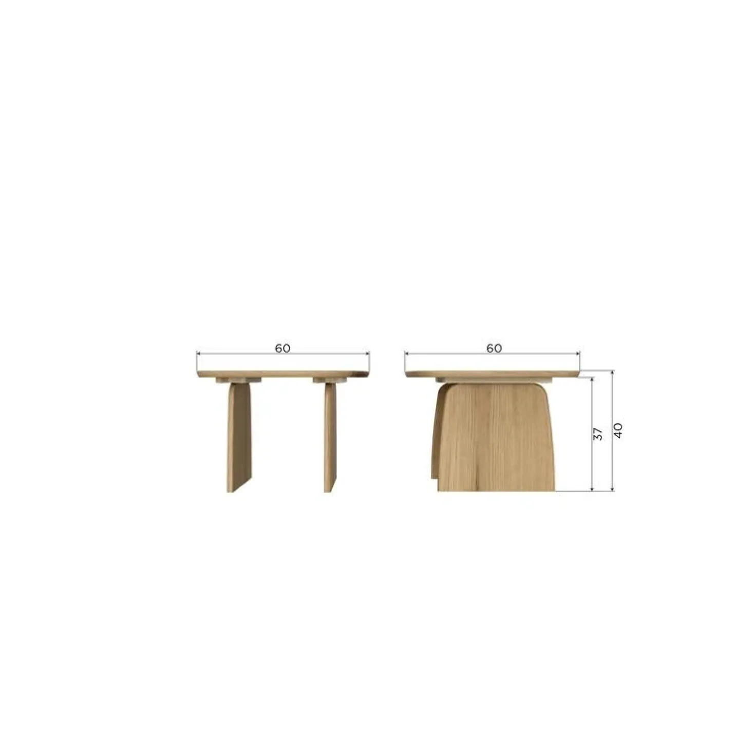 Tablo Salontafel organisch Eikenhout pebble grey 60cm