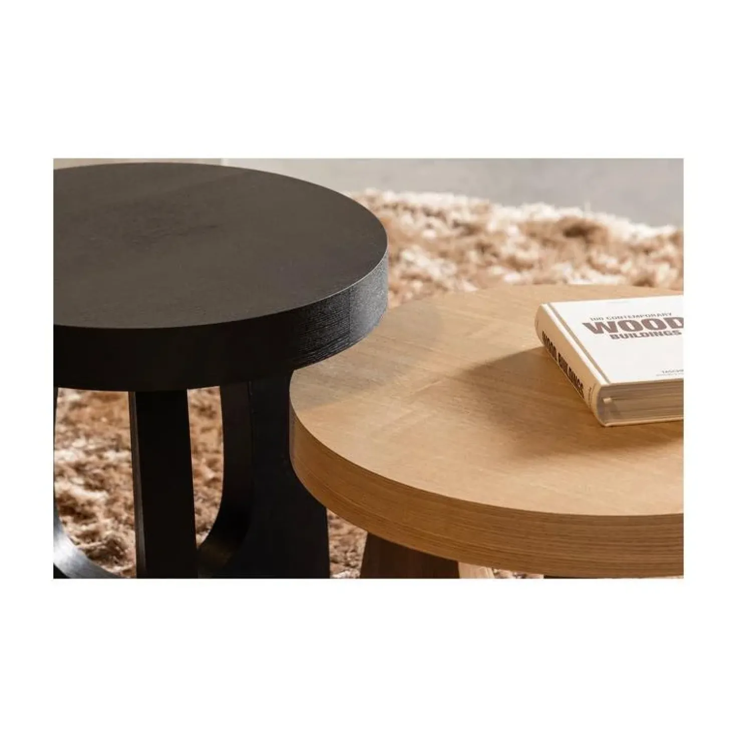 Tala Bijzettafel MDF Rond Zwart 45cm