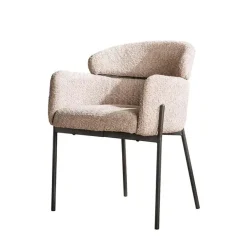 Tanda eetkamerstoel ronde rug Boucle zandkleur