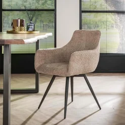 Tanraz Armstoel draaibaar Boucle zandkleur