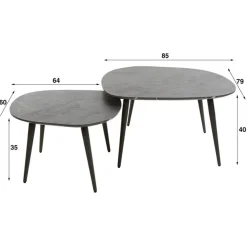 Tate Salontafel set van 2 Organisch zwart