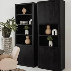 Tenna Boekenkast Zwart mangohout 80cm
