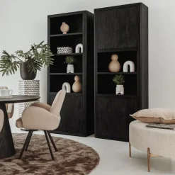 Tenna Vakkenkast Zwart mangohout 80cm